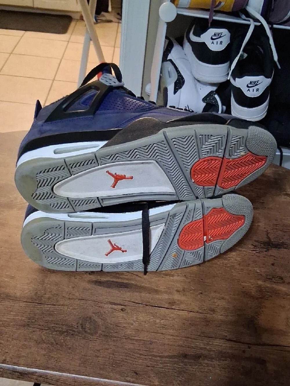 Jordan Men's Navy and Orange Suede High-Top Sneakers